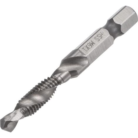 Foret Taraudeur HSS M6 à Queue Hexagonale 1/4" - Pour Perçage et Taraudage en Une Opération - Acier Rapide de Haute Qualité - Compatible avec la Majorité des Machines (1/5)