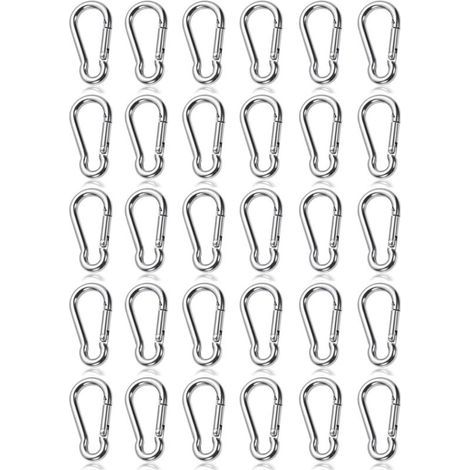 Packung mit 30 Mini-Karabinern (40 mm) – Leichte Schnellverschluss-Karabiner, bis zu 50 kg, für Rucksäcke, Camping und Outdoor-Aktivitäten (1/4)