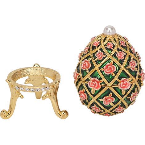 Schmuckkästchen aus Metall in Eiform mit Blumenrelief – Vintage-Stil, exquisite Aufbewahrungsbox für Schmuck, Dekoration, Geschenk (1/5)