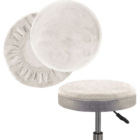 Housse Tabouret Rond 30-40cm, 2 Pièces,Housses De Tabouret Rond Noir, Housse Tabouret De Bar, Extensible, Lavable, Douce Et Durable,pour Maison, Bar, Restaurant (Beige) (1/4)