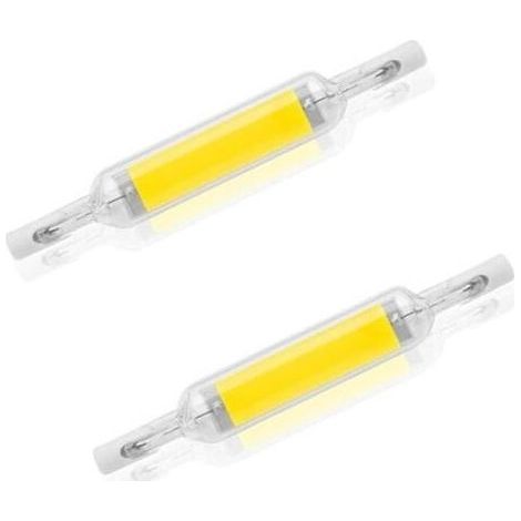 2er-Pack dimmbare LED-Lampen (R7S, 10 W, 78 mm), kaltweiß (6000–6500 K), Ersatz für 100-W-Halogenlampen (J78), doppelseitiger R7S-Sockel, 360°-Abstrahlwinkel, energiesparend (1/5)