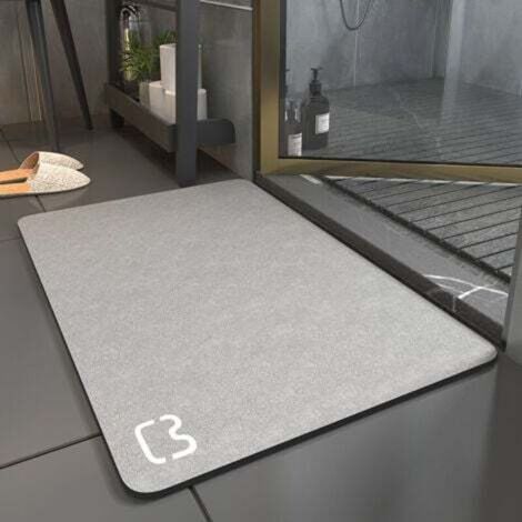 pair 60x90 Tapis de Bain Antidérapant Super Absorbant Diatomite Tapis Salle de Bain Microfibre Tapis de Baignoire Tapis de Douche Doux Séchage Rapide (gris) AIPERQ