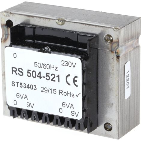 Transformateur pour circuit imprimé, Vin V c.a., Vout 9V c.a., 2 sorties, 12VA ( Prix pour 1 )