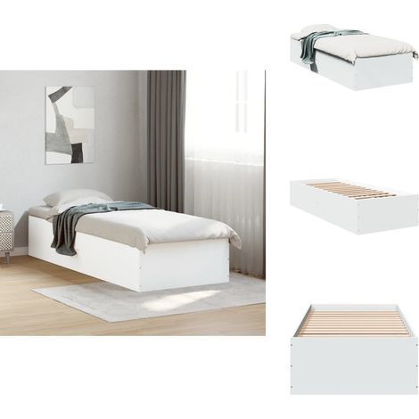 Bettgestell Weiß 75x190 cm Holzwerkstoff - Holzbettwäsche - Lattenrost - Single Bett - Weißes Bett - Jugendzimmer Möbel (1/5)