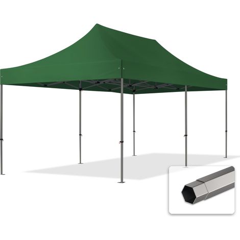 3x6 m Faltpavillon, PREMIUM Stahl 40mm, dunkelgrün (1/5)