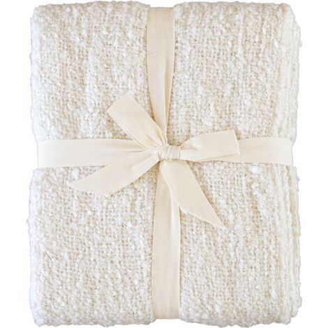 Plaid bouclette doux avec franges Ecru 130x180 cm (1/4)