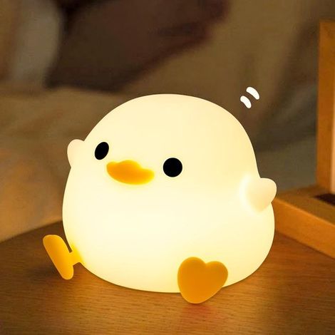 Lámpara de noche con forma de pato para niños,Lámpara de noche Kawaii Kid con función de atenuación,Recargable y con temporizador