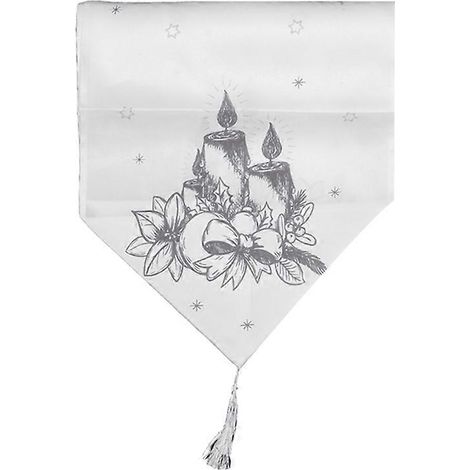 Chemin de table en tissu gris, décoration de table de Noël (1 pièce). (1/5)