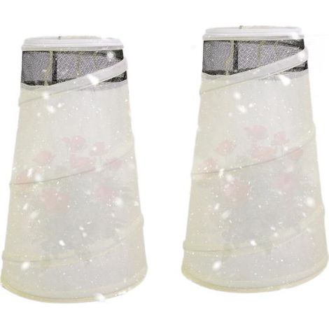 Cloche de protection blanche en non-tissé 50x33x23cm avec 4 piquets, barrière instantanée contre oiseaux et insectes pour potager (1/5)