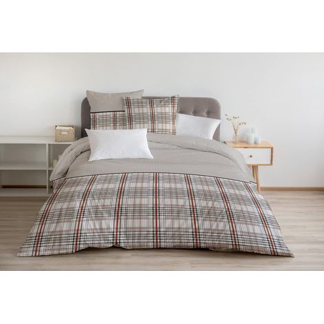 Housse de Couette 3 Pièces 100% Coton 57 Fils 2 Personnes 220x240 cm Vert Beige Rouge (1/4)