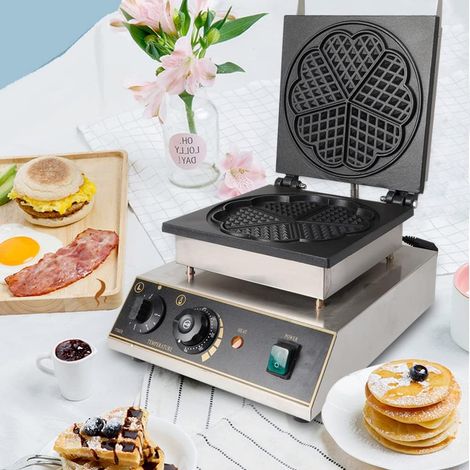 Gaufrier pour une gaufre en forme de cœur, gaufrier en acier inoxydable, 1750 W avec plaques de cuisson antiadhésives, gaufrier professionnel, 50 300 °C (1/5)