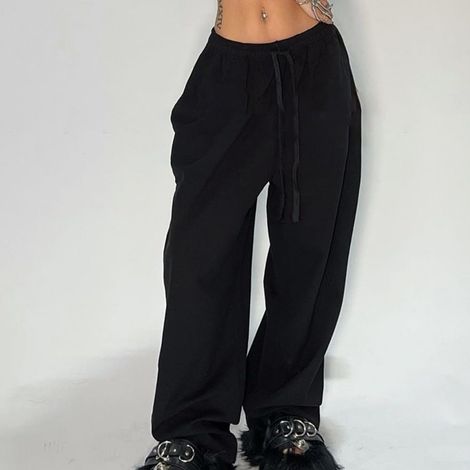 Pantalon de jogging ample pour femme, gris, uni, décontracté, sport, danse, été, automne, vacances, quotidien, streetwear, taille S à 2XL (1/5)