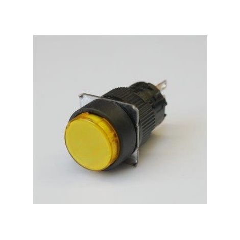 Bouton poussoir Ø16mm à impulsion affleurant contact 1OF jaune Harmony XB6 (1/2)