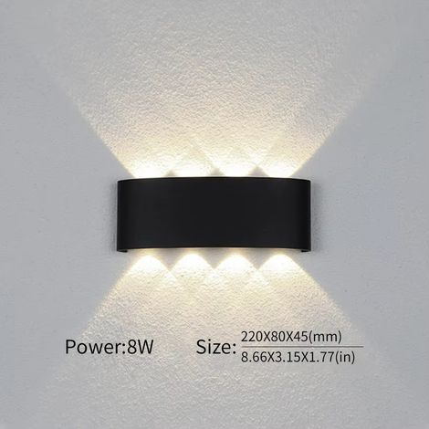 LED Außenwandleuchte 8W Kaltweiß, Up & Down Wandlampe, IP65 Wasserdicht, Moderne Außenleuchte für Garten, Terrasse, Balkon und Hausfassade