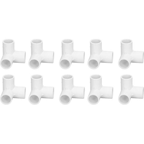 Way Corner Fittings, 10pcs 3 Way PVC Plastic Pipe Fittings Right Angle Tee Corner Connector, PVC Elbow PVC Pipe Connectors 20mm Inner Diameter(White)