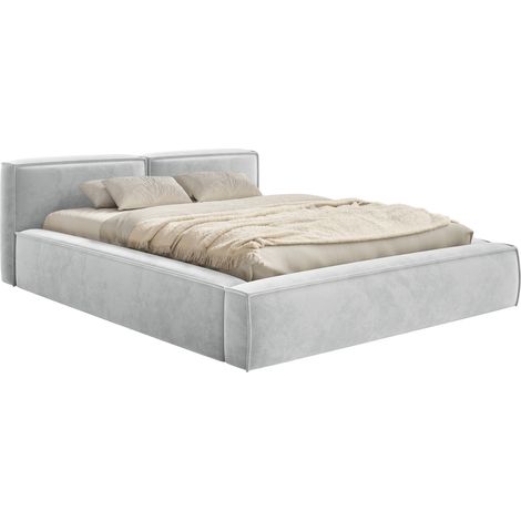 Selsey Tilves Slim – Polsterbett 140x200 mit Bettkasten und Lattenrost, Velours, hellgrau