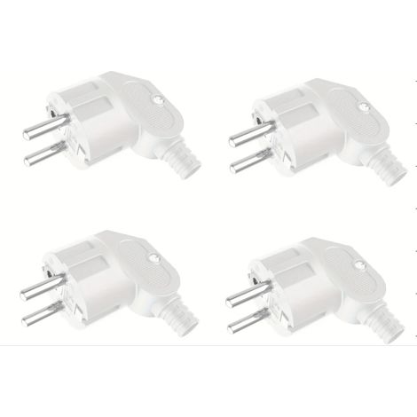 (4 blanches) Fiches aux normes européennes, connecteurs mâles remplaçables, 250 V 16 A (1/5)