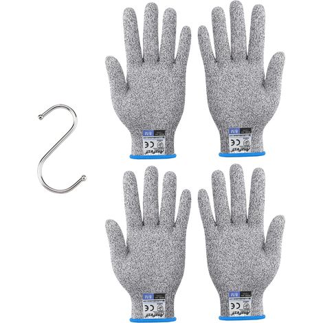 2 paires de gants anti-coupure, gants de cuisine, gants de protection de niveau 5, gants de travail pour sculpture sur bois, taille : 8/M (1/5)