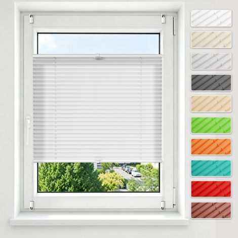 aubor Plissee ohne Bohren & zum Kleben Klemmfix Grau 100x120cm (BxH) (1/5)