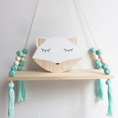 Étagère murale, étagère flottante, support en bois, balançoire, étagère murale suspendue, tableau mural, tableau à macarons, décoration pour chambre de fille, 38 x 14 x 1 cm (rose) (1/5)