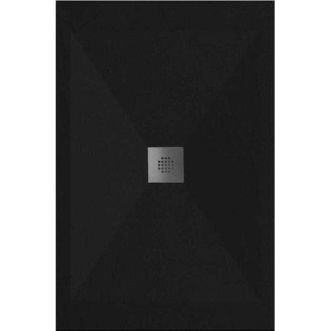 Mineralguss-Duschwanne extra flach DEXA Schieferoptik SCHWARZ 70x170 cm (1/5)