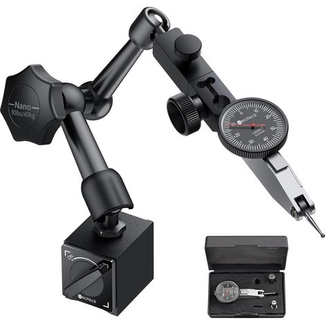 0.8mm Comparateur Mécanique à Levier avec 40kg Base Magnétique 0.01 mm Précision Indicateur à Cadran Comparateur à Levier avec Sonde 270° Rotation Mesure de Précision Noir (1/5)