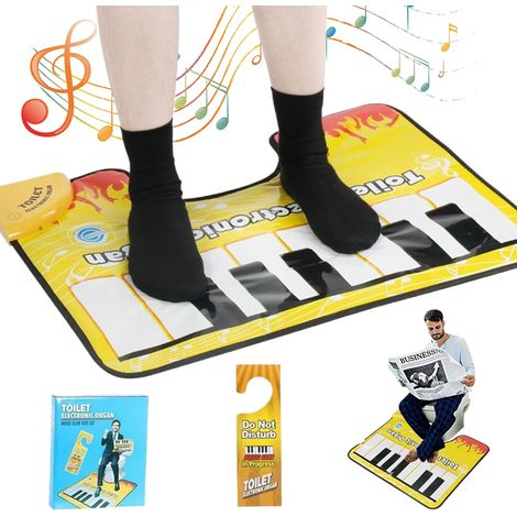 Tapis de piano pour toilettes, musique amusante, clavier de piano, son percutant, tapis de toilette 23,6 x 18,9 pouces, dos antidérapant, imperméable, fermeture automatique, orgue électronique de sol  (1/5)