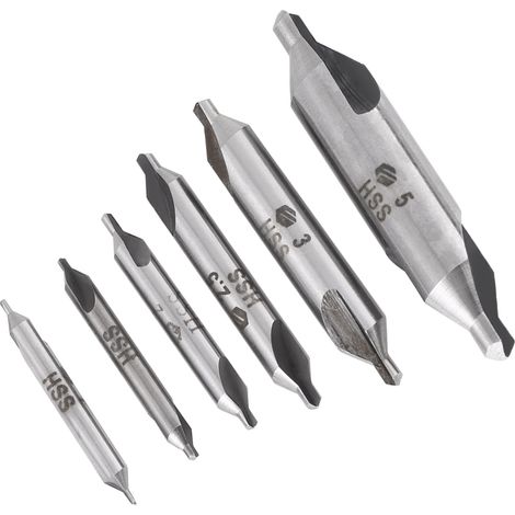 6-teiliges 1/1,5/2/2,5/3/5 mm 60° HSS Zentrierbohrer-Set (1/5)