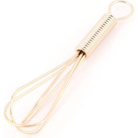 Fouet Batteur à Œufs Acier inoxydable Poignée oeuf Lait Mélange Café ton d'or 8cm Longueur (1/3)