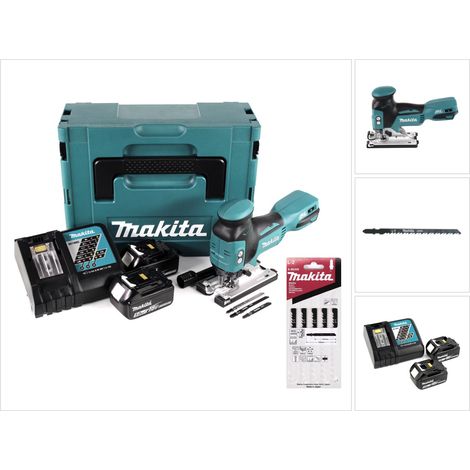 Makita DJV 181 RTJ Seghetto alternativo a batteria 18V Brushless + 2x batteria 5,0Ah + caricabatterie + 11x lama + Makpac