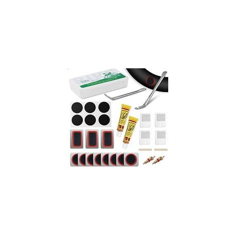 Kit Réparation Pneu Vélo - 29 pièces Patchs Auto-adhésifs sans Colle + 2 Râpes Métal - Convient pour Vélo Route VTT Ville (1/5)