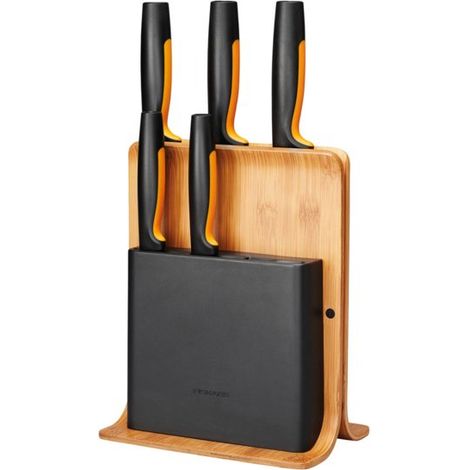Fiskars - FunctionalForm Knife Block with 5 Knives - Bamboo