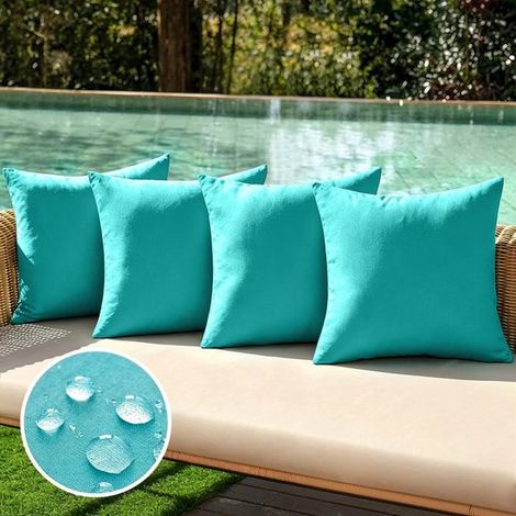 Set di 4 fodere impermeabili per cuscini da esterno，realizzate in finta poliestere e lino，federe decorative per giardino，blu royal，3050 cm (1/5)