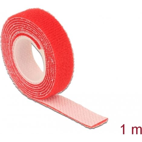 Delock Cinta de gancho y bucle en rollo LA 1 m x AN 13 mm rojo