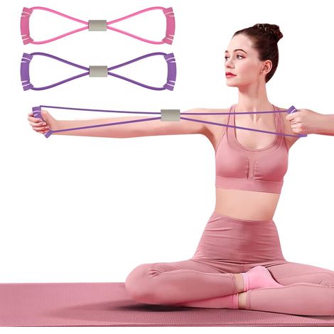 Ensemble de 2 bandes de résistance en forme de huit pour le yoga. (1/5)