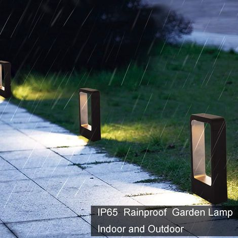 Lampe pilier sans prise de sol LED 7W 3000k IP65 Lampe de terrasse Lampe de jardin Design noir Blanc chaud Luminaires étanches Hôtel maison (1/4)