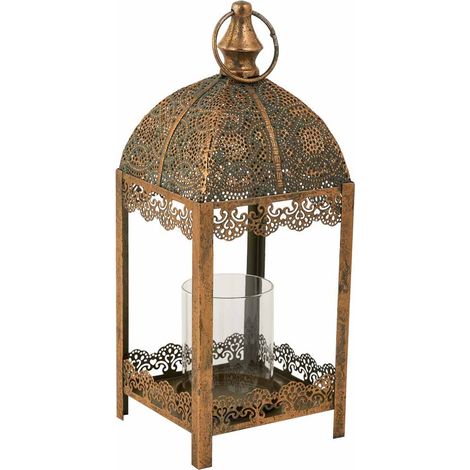 Portavelas de metal dorado 14x14x36h cm (1/5)