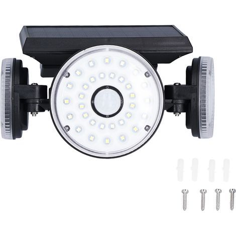 Projecteur solaire d'extérieur avec détecteur de mouvement. 3 têtes orientables. 70 LED. étanche IP65. idéal pour terrasse. jardin et route. (1/4)