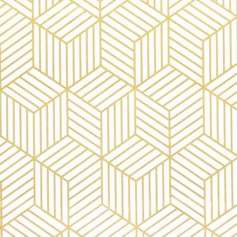 Pr Papier peint autocollant à rayures géométriques de l'hexagone doré - Papier peint autocollant - Pour meubles - Doré et blanc - 45 x 500 cm - Papier cadeau de Noël (1/5)