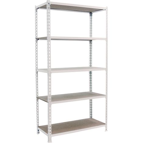 SimonRack Scaffale Portaoggetti, 2000x1000x500 mm, 5 Ripiani in Legno, Portata 150 kg per Ripiano, Scaffale da Garage, Bianco/Legno – Maderclick (1/3)