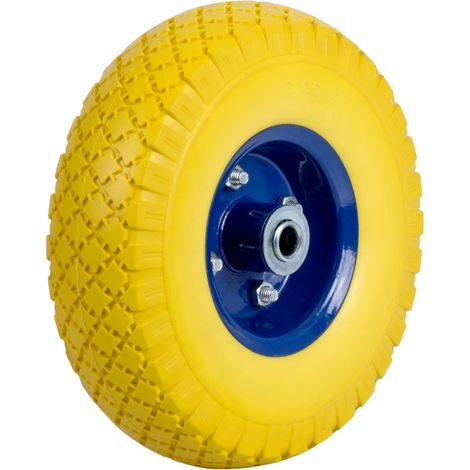 Rueda de carretilla antipinchazos 3.00-4, amarillo-azul