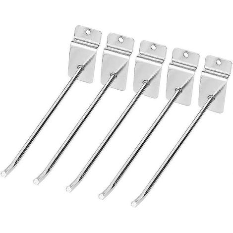 Lot de 25 crochets muraux en acier inoxydable pour présentoirs de supermarché (15 cm). (1/5)