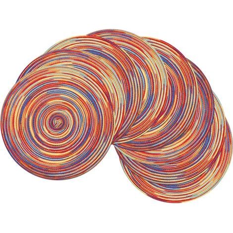 Set di 8 sottobicchieri rotondi, intrecciati, lavabili, diametro 38 cm, colorati, per la tavola. (1/5)