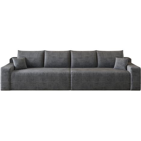 Divano modulare senza montaggio in velluto a coste grigio scuro 302 cm MODENUIT (1/5)