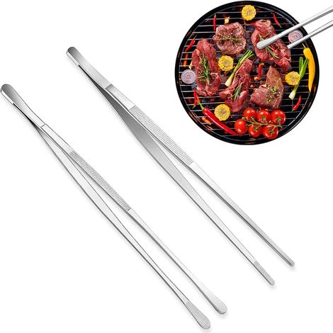 Pince Cuisine, 2 Pinces 30cm Cuisson Pinces en acier Inoxydable Pincette Culinaire de precision Résistant à la Chaleur Pince à épiler pour Viande Barbecue Décoration Pâtisserie (1/5)