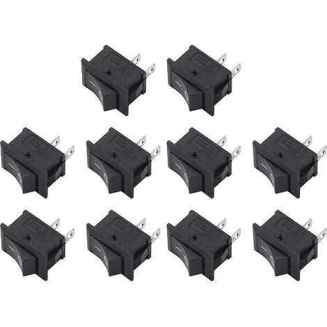Lot de 10 mini interrupteurs à bascule SPST noirs à 2 broches, 125 V CA 10 A / 250 V 6 A (1/5)
