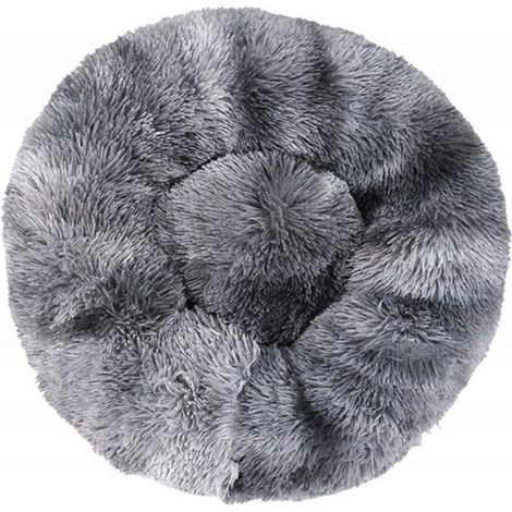 Coussin 40 cm avec housse lavable - Gris foncé tie-dye - Coussin pour chien et chat - Panier rond en forme de donut pour chat et chiot - Gris roux foncé (1/5)