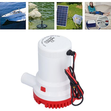 Pompe de cale submersible 12 V CC/24 V, débit 1500 GPH (2000 GPH) (1/5)