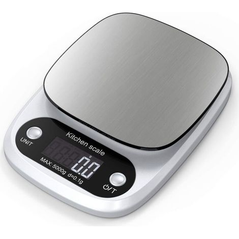 Professionelle digitale Küchenwaage mit LCD-Display und Tara-Funktion Silber
