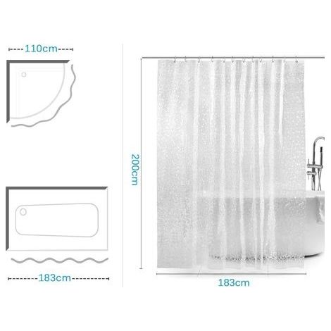 Duschvorhang, wasserdichter EVA-Duschvorhang für Badezimmer und WC, schimmelresistent, antibakteriell, 180 x 200 cm, halbtransparent (1/4)